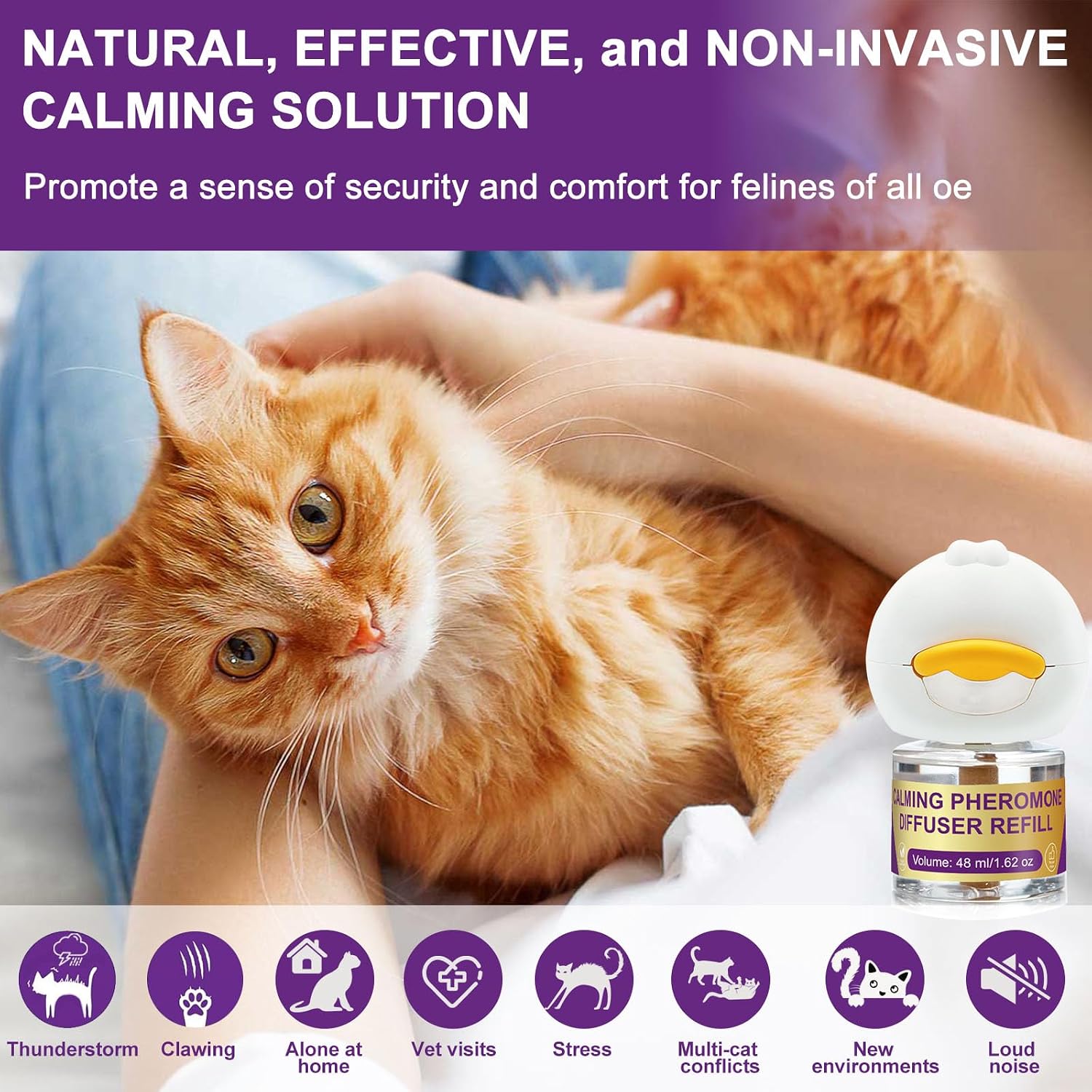 Diffuseur de Phéromones Apaisantes pour Chats + Recharge 3X48 ML - Aide à Réduire Les Confilts et Tensions Entre Chats Vivant sous Le même Toit