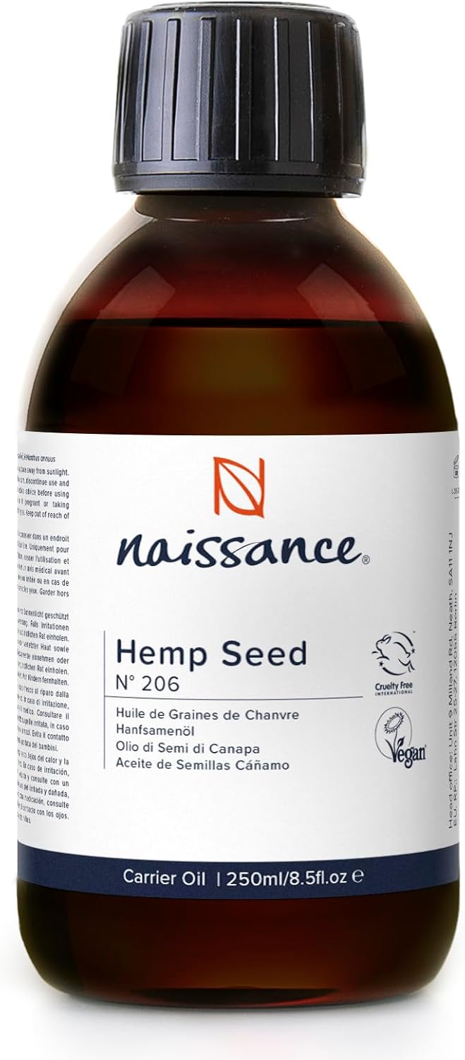 Naissance Huile de Graines de Chanvre (No - 206) - 225ml - pour Visage, Cheveux, Massage, Barbe, Peau - Naturelle et Pressée à Froid Terreux 225 ml (Lot de 1)