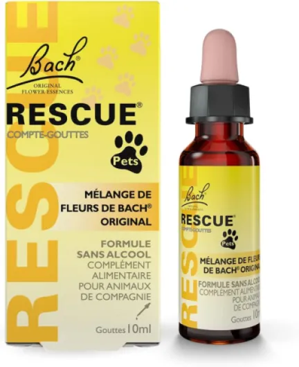Rescue Pets Compte-Gouttes, La sérénité à portée pour nos animaux de compagnie, Vegan, Complément alimentaire pour animaux de compagnie, 1 Flacon Compte Gouttes, Jaune, 10ml Compte-gouttes 10 ml (Lot de 1)