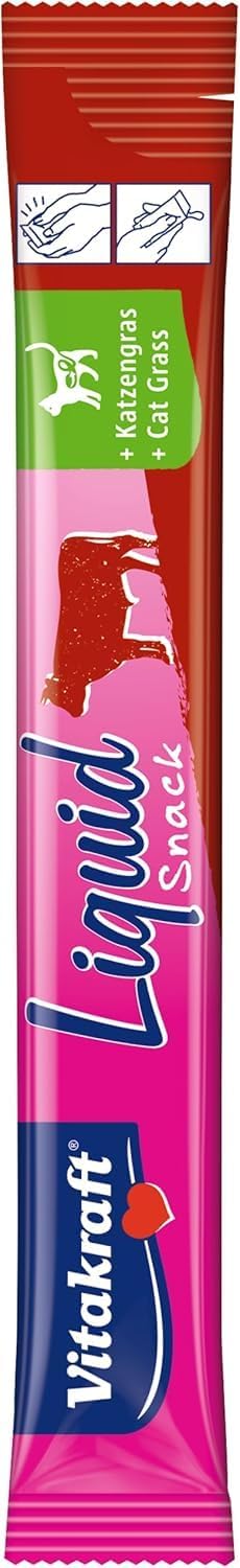 Liquid Snack, Friandise Liquide pour Chat, Au Bœuf Et À L’Herbe À Chat, en Sachets Individuels, pour Une Flore Intestinale Saine (1 Paquet De 6X 15G) 90 g (Lot de 1) Sauce bœuf