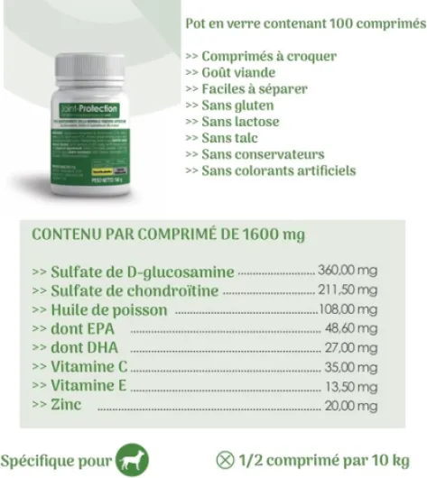 Joint-Protection Compléments Alimentaires Chondroprotecteurs Premium pour Chiens Cat Anti-Arthrose, Améliore la Mobilité Articulaire et Le Cartilage Made in Italy