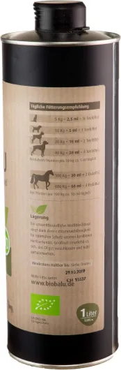 Bio Huile d'Chanvre Complément pour Chiens Chevaux et Chat 1000 ml