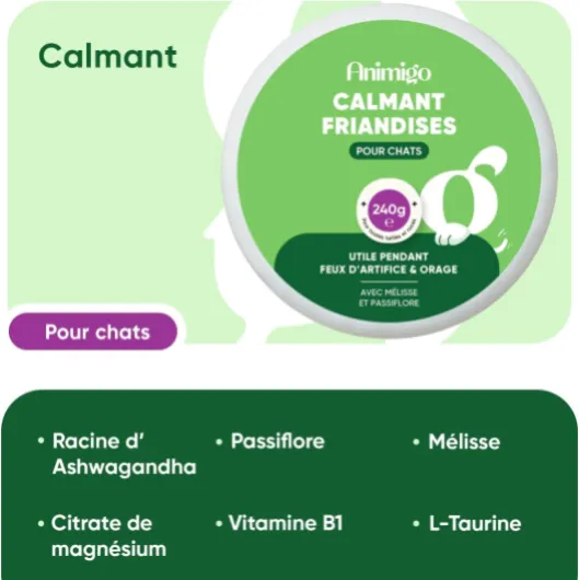 Calmant Chat - 120 Friandises pour Chats - Bouchées Tendres avec Taurine, Ashwagandha, Passiflore, Mélisse, Vitamine B1 et Magnésium - Friandise Multi-Usages