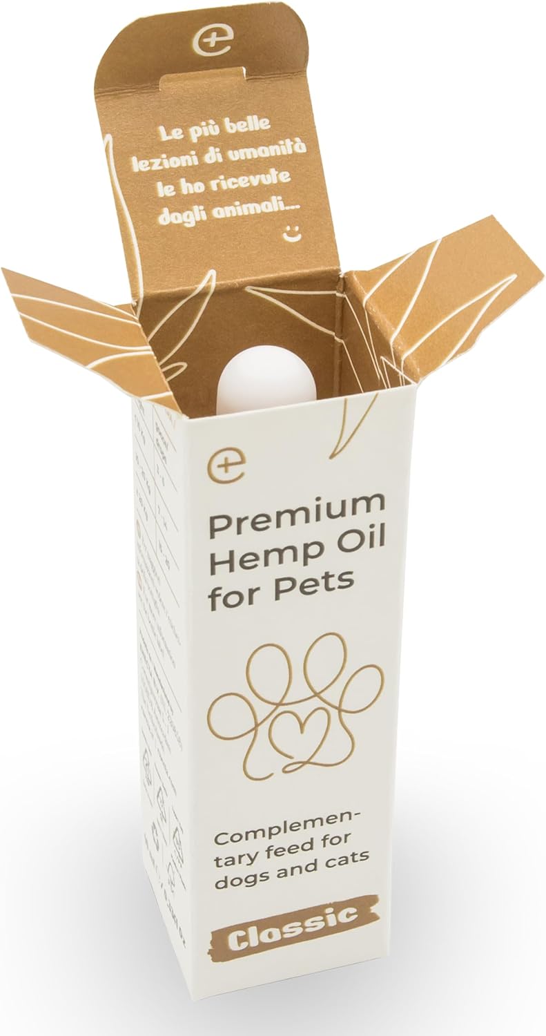 Enecta Pet Oil - Huile de graines de chanvre pour chiens et chats - Pure pressée à froid - Omega 3 et 6 - Bien-être quotidien - Formule Nutraceutique - Flacon 10 ml