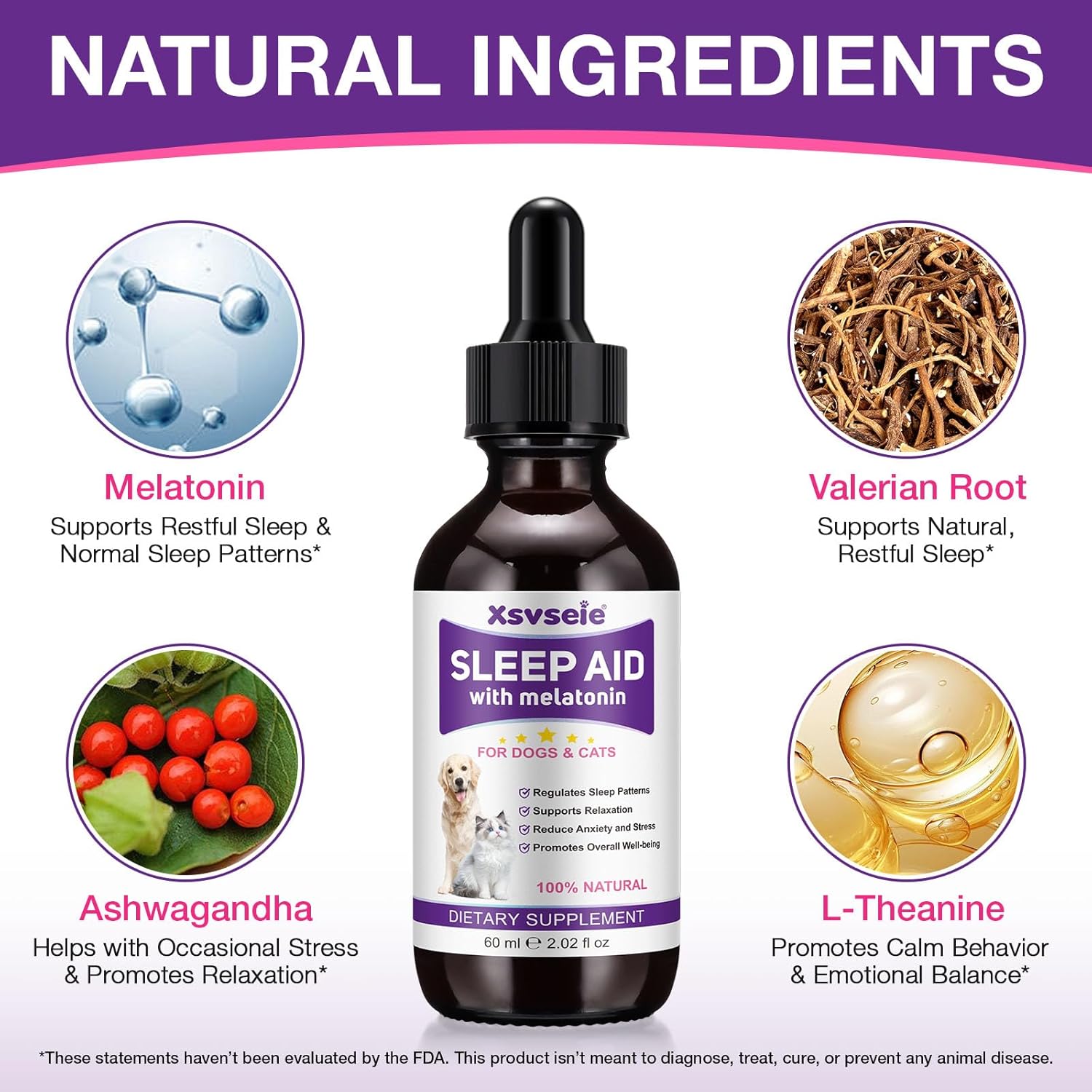 Melatonin for Pets, Soutien du sommeil pour chiens, soutien à la relaxation pour les chiens et les chats, calme le comportement du chien, aide à un sommeil paisible