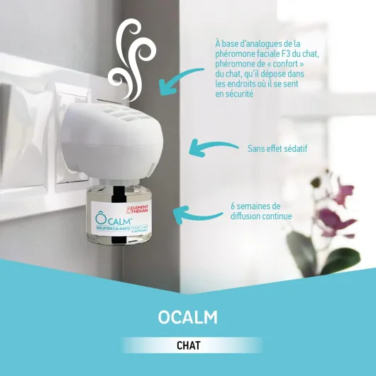 Ã”Calm - Solution Calmante pour Chat Ã€ Diffuser - Anti-Stress Chat - Diffuseur + Flacon Recharge 48 ML Diffuseur + 1 Flacon Recharge (48ml)